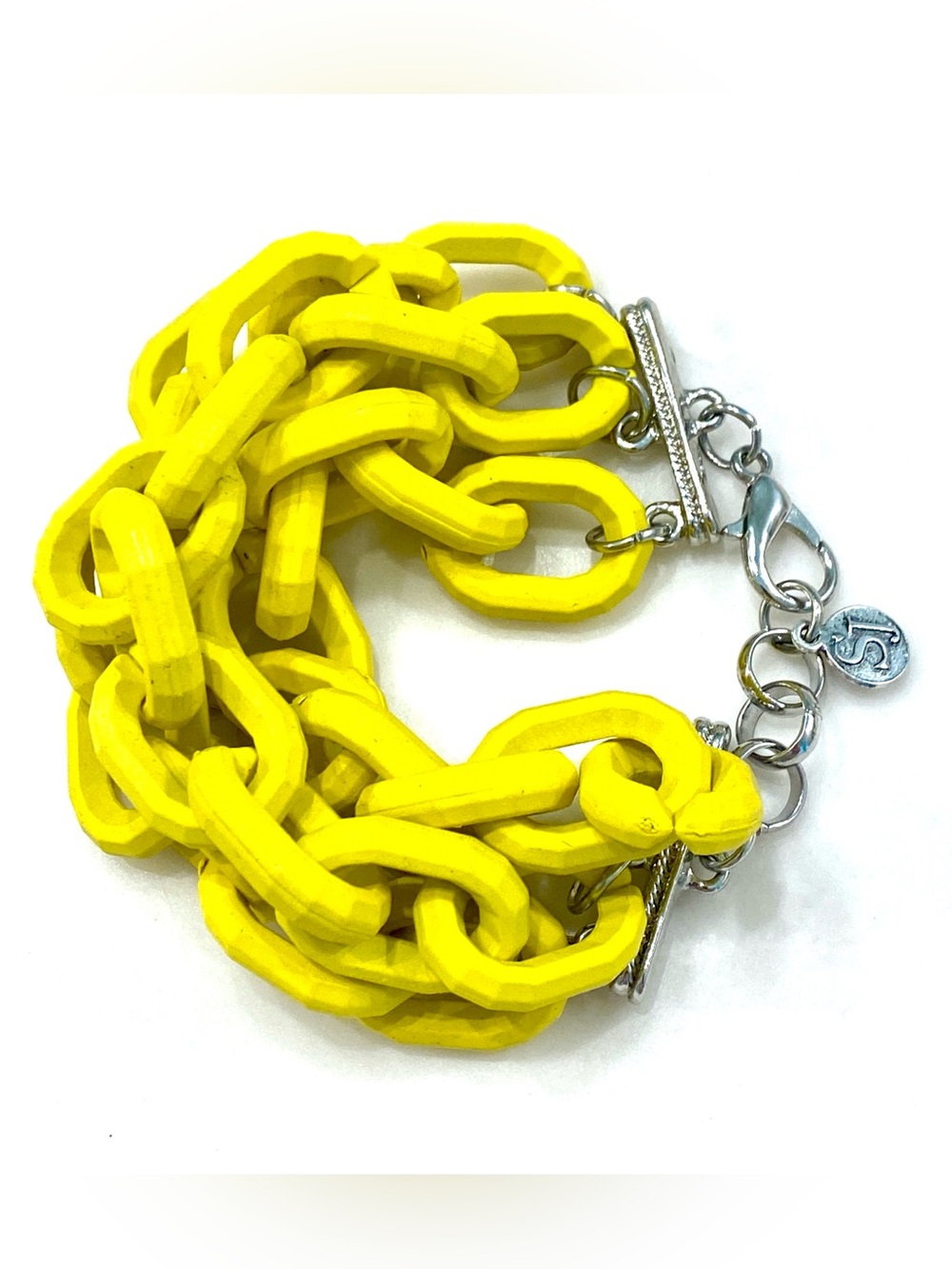 Sassy Jones Authentic Canary Yellow Multi-Strand Chunky Acrylic Chain Toggle